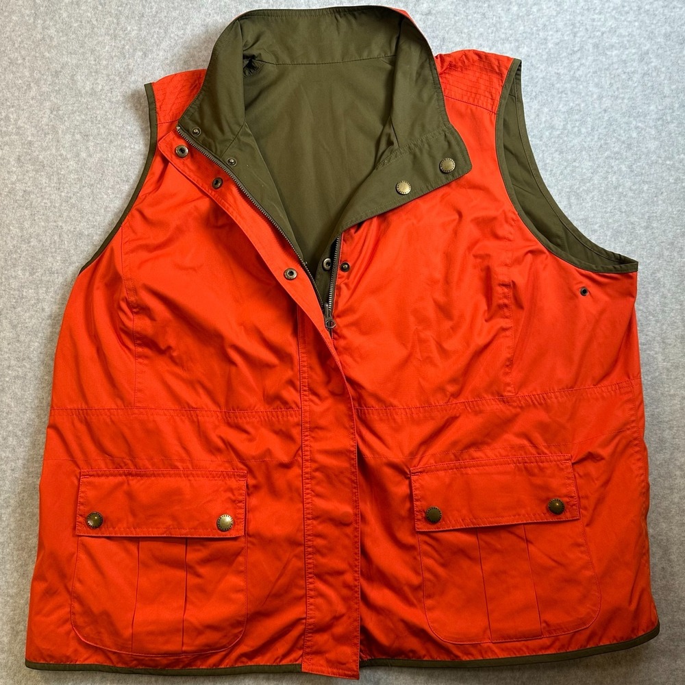 Vintage Lauren Ralph Lauren Reversible Vest Womens 3X Olive Orange Utility Hunt
